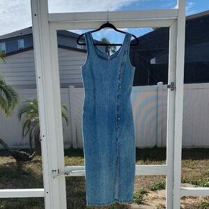 Vintage 90s Switch USA Sexy Denim Bodycon Midi Dress
